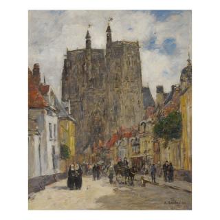 Eugène Boudin - Abbeville, Rue Et Église Saint-Vulfran