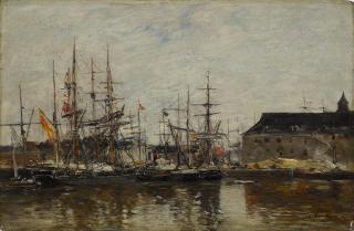 Eugène Boudin - Anvers. Trois-mats à quai
