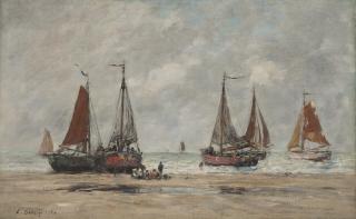 Eugène Boudin - Bateaux de pêche à Schéveningue