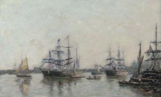 Eugène Boudin - Bateaux sur la Garonne, Bordeaux