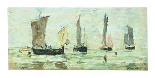 Eugène Boudin - Berck, Barques Et Pêcheuses