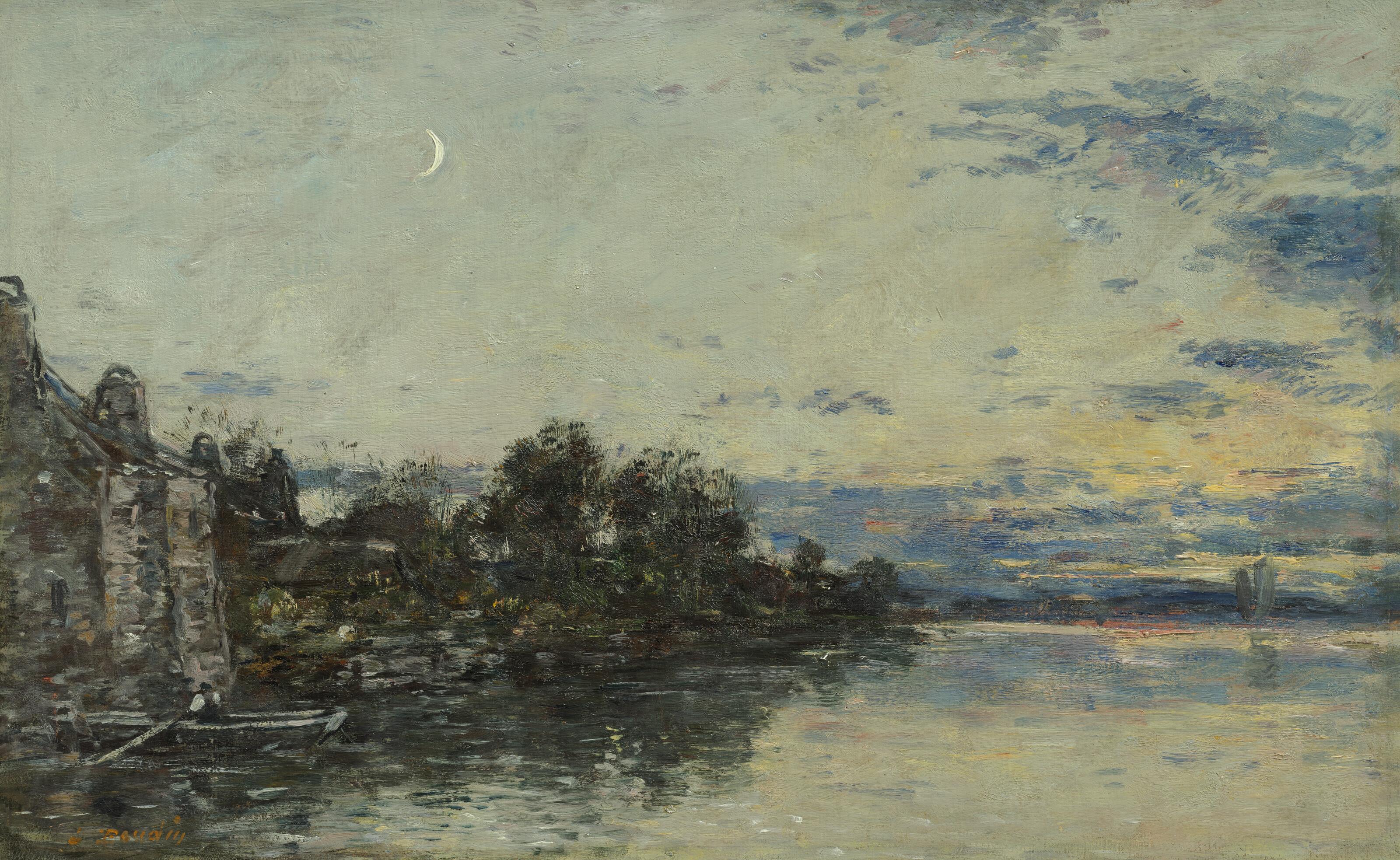 Eugène Boudin - Bord de rivière en Bretagne