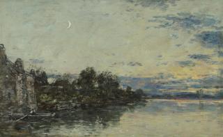 Eugène Boudin - Bord de rivière en Bretagne