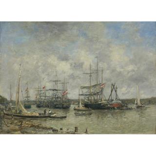 Eugène Boudin - Bordeaux, Trois-Mats Ancrés Sur La Garonne