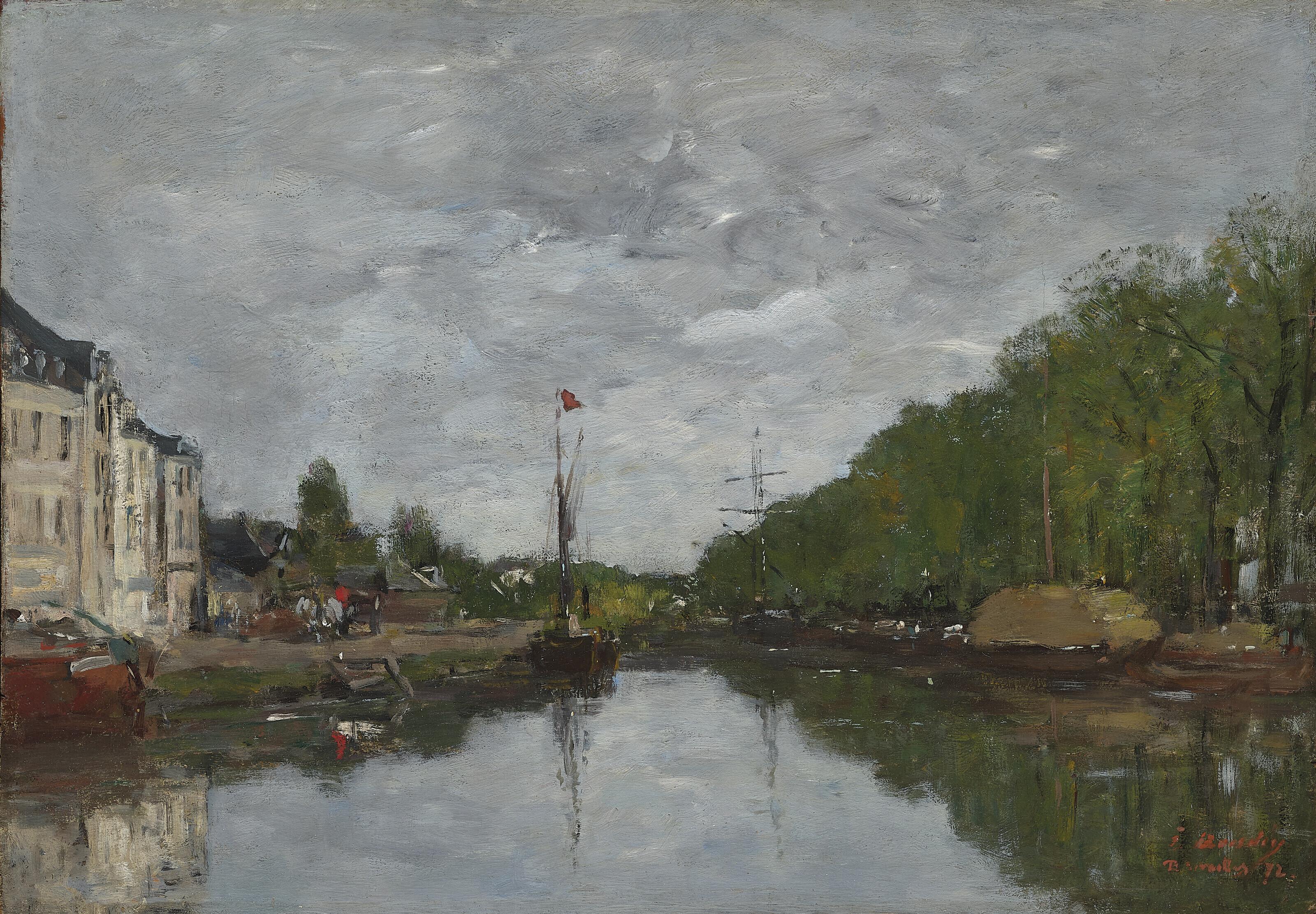 Eugène Boudin - Bruxelles, le canal de l\'allée verte
