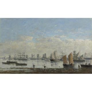 Eugène Boudin - Camaret, Bateaux De Pêche Ancrés Dans La Rade