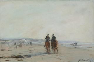 Eugène Boudin - Deux cavaliers sur la plage