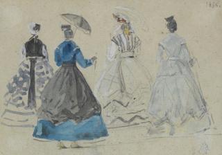 Eugène Boudin - Étude De Quatre Crinolines