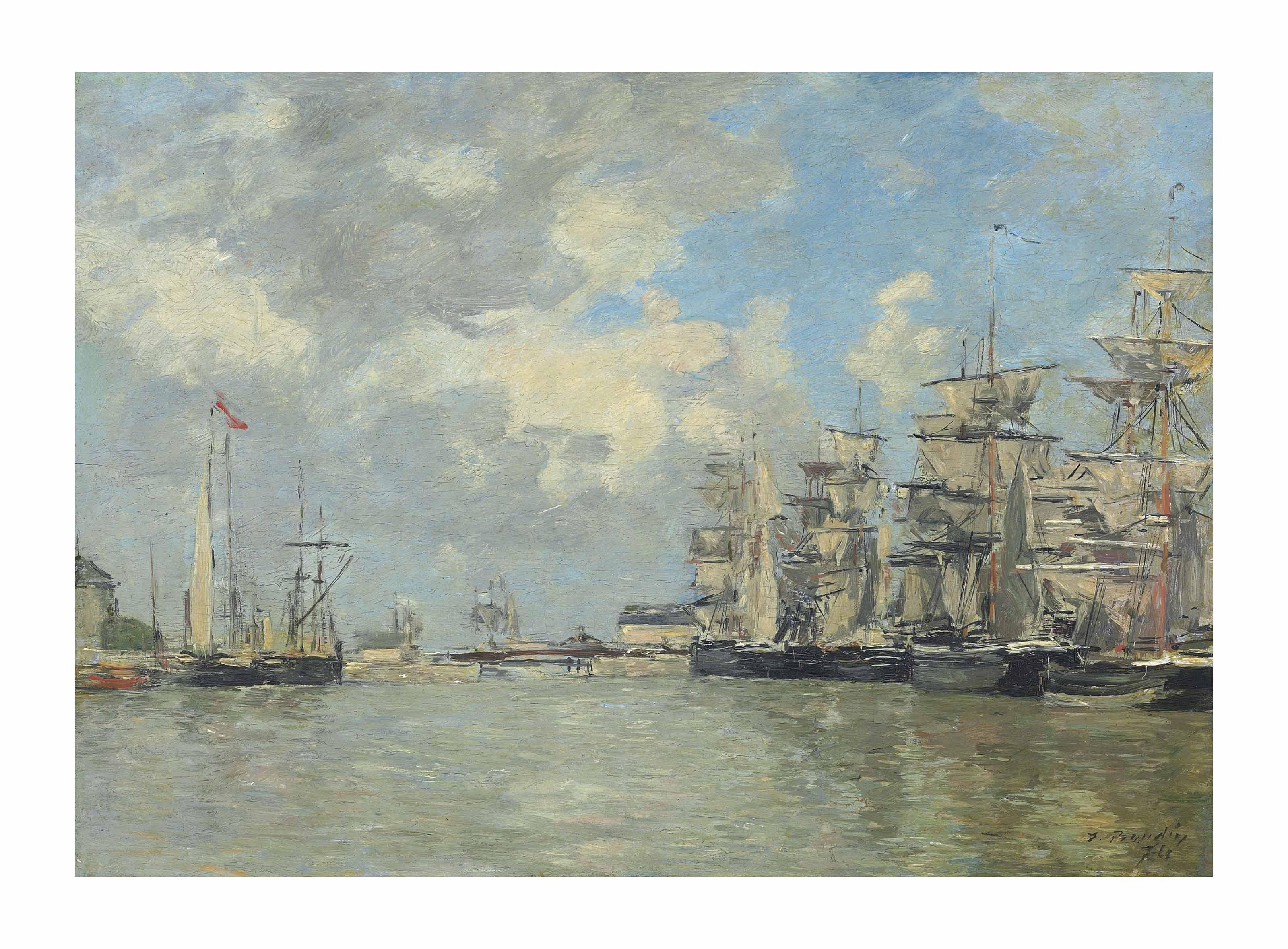 Eugène Boudin - Fécamp. Voiliers dans le port