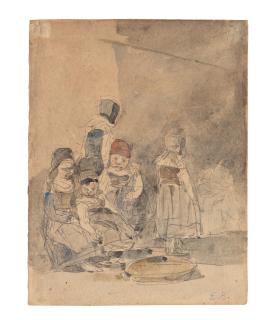 Eugène Boudin - Intérieur Breton