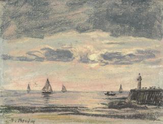 Eugène Boudin - Jetée et voiliers à Trouville