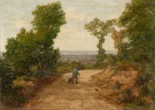 Eugène Boudin - Landschaft mit breitem Weg und Spaziergänger