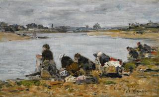 Eugène Boudin - Laveuses Au Bord De La Touques
