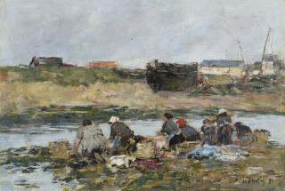 Eugene Boudin - Laveuses sur la Touques près de Trouville