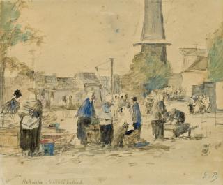 Eugene Boudin - Le marché du canal à Rotterdam