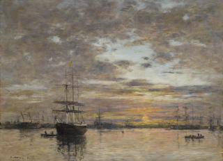 Eugène Boudin - Le Port Du Havre Au Coucher Du Soleil