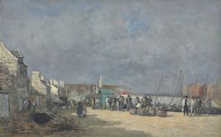 Eugène Boudin - Le quai de Camaret, Pêcheur attendant la marée