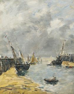 Eugène Boudin - Les jetées, marée basse, Trouville