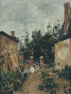 Eugène Boudin - Madame S et ses enfants dans son jardin à Trouville