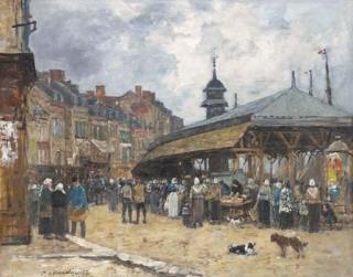 Eugène Boudin - Marché à Trouville