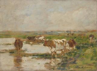 Eugène Boudin - Pâturage au bord de la Touques