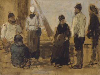 Eugene Boudin - Pêcheurs et pêcheuses sur le quai à Honfleur