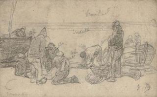 Eugène Boudin - Pêcheurs sur la plage