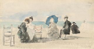 Eugène Boudin - Personnages sur la Plage à Trouville