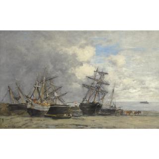 Eugène Boudin - Portrieux. Bateaux Échoués. Marée Basse