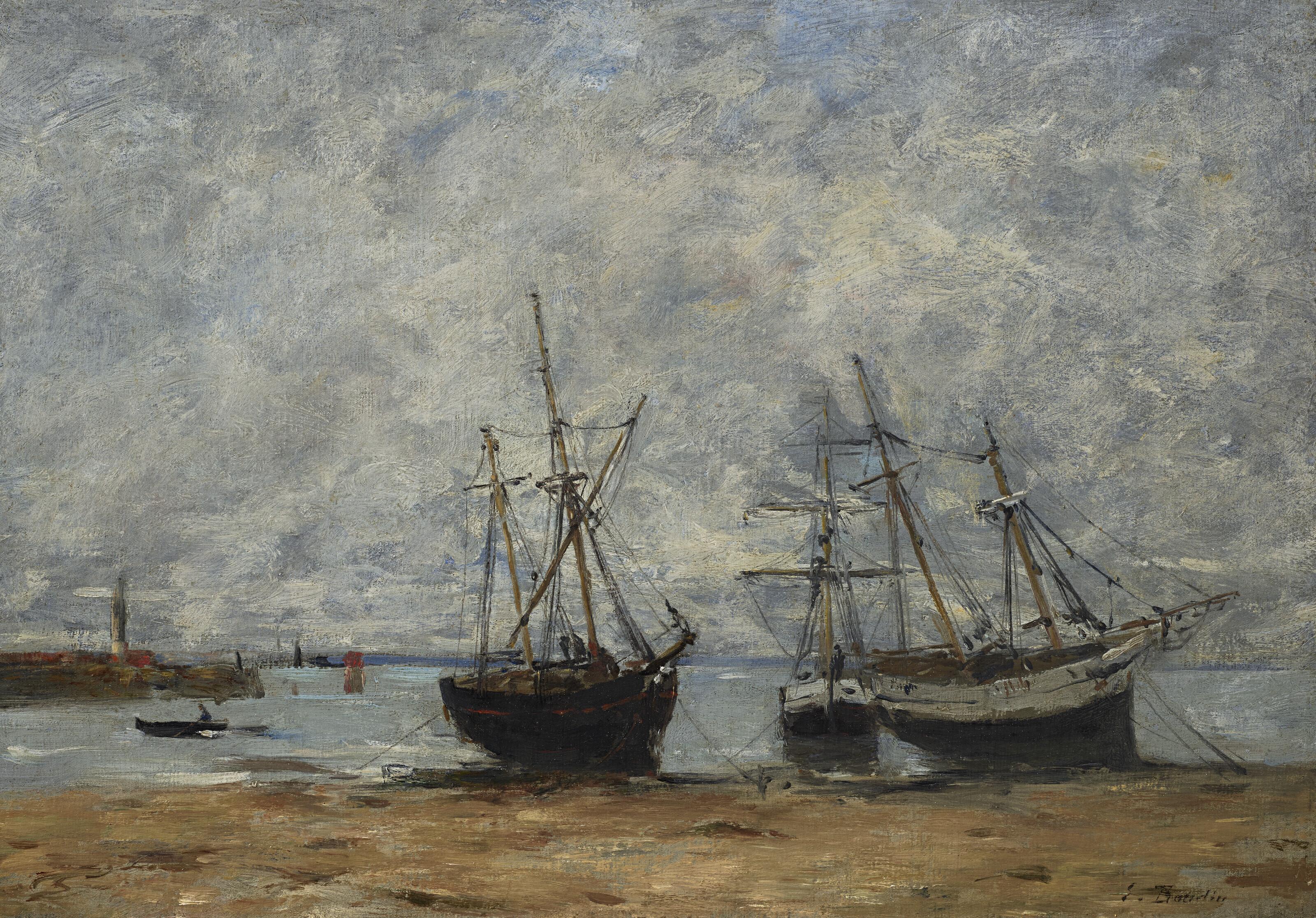 Eugène Boudin - Portrieux, Le Port Marée Basse
