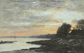 Eugene Boudin - Rade de Brest, baie de Camfrout, quai des Kerhors