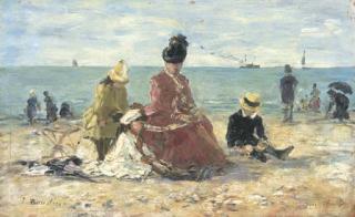 Eugène Boudin - Sur la Plage (Le Repos, Plage de Trouville)