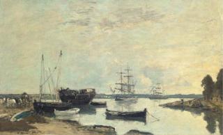 Eugène Boudin - Trois mats dans la rade, Camaret