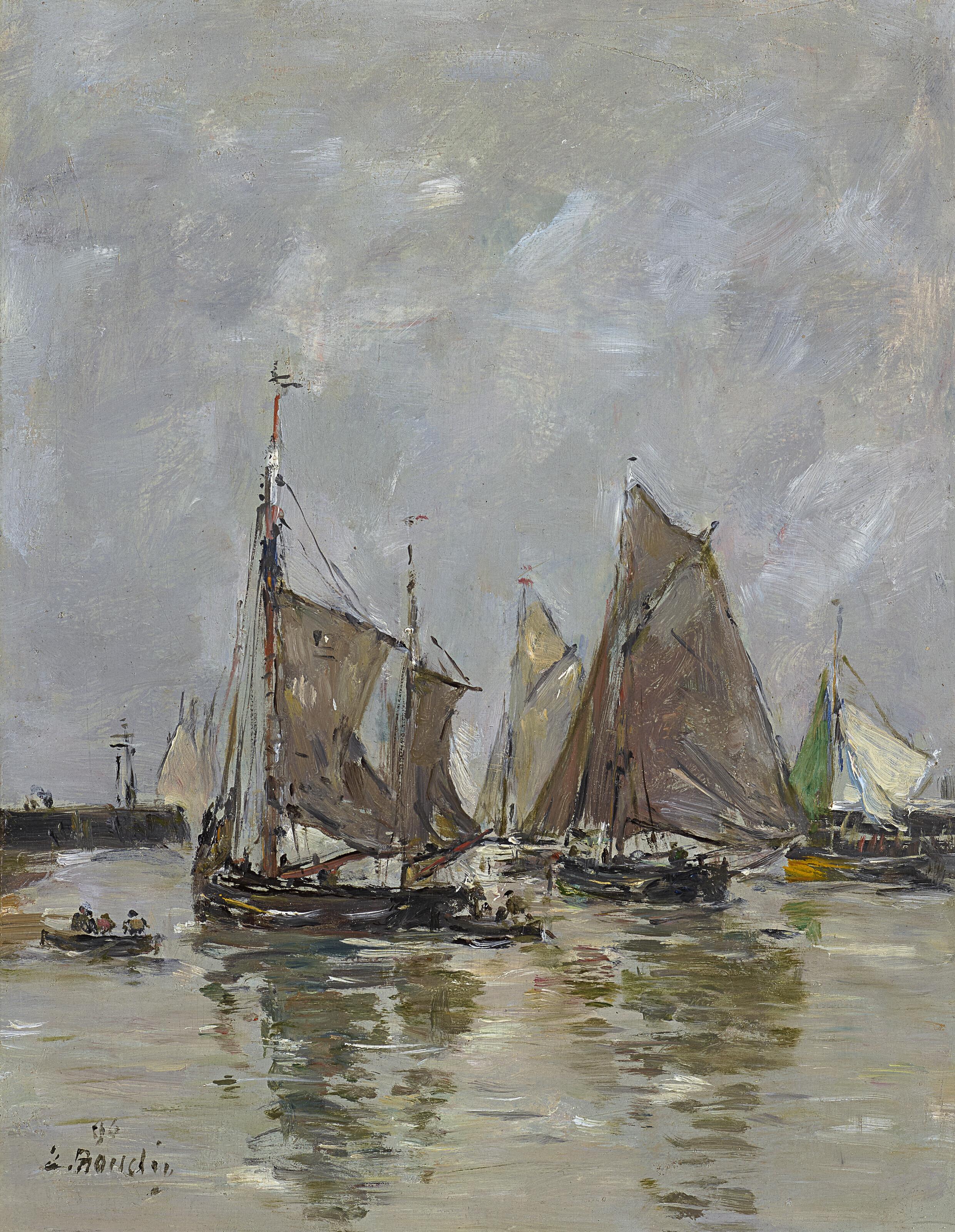 Eugène Boudin - Trouville, L\'Appareillage Des Sardiniers