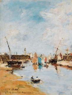 Eugene Boudin - Trouville. Les jetées à marée basse