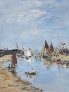 Eugène Boudin - Trouville. Les Jetées. Marée Basse
