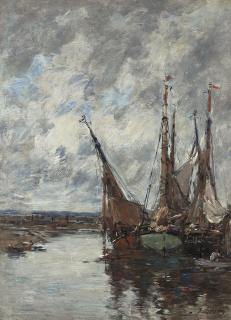 Eugène Boudin - Trouville, voiliers échoués