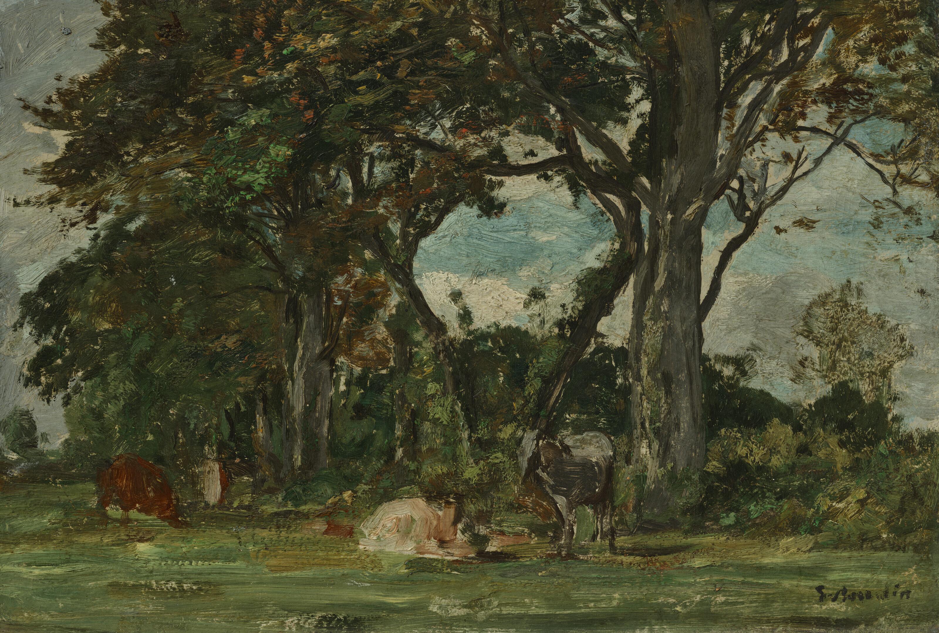 Eugène Boudin - Vaches dans un paysage