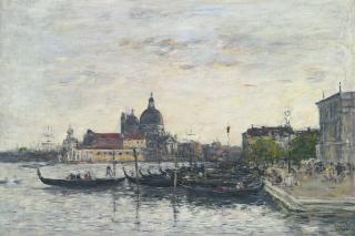 Eugène Boudin - Venise. Le môle à l\'entrée du Grand Canal et la Salute le soir