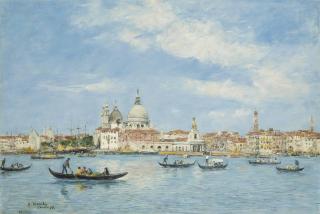 Eugène Boudin - Venise. L\'entrée du Grand Canal, la Salute et la Douane