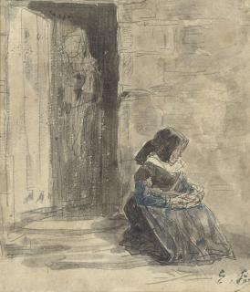 Eugène Boudin - Vieille femme assise