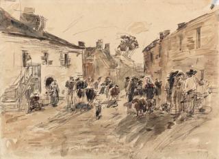 Eugene Boudin - Village breton - Foire