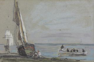 Eugene Boudin - Voilier échoué près d\'un rivage
