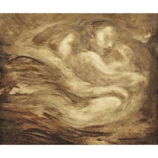 Eugène Carrière - Enfants Endormiseugène Carrière ; Children Asleep ;  Oil On Canvas