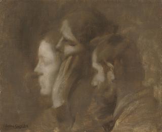 Eugène Carrière - Étude des visages pour Théâtre Populaire