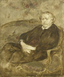 Eugène Carrière - French Étude Pour Le Portrait D\'Edmund De Goncourt Au Canapé