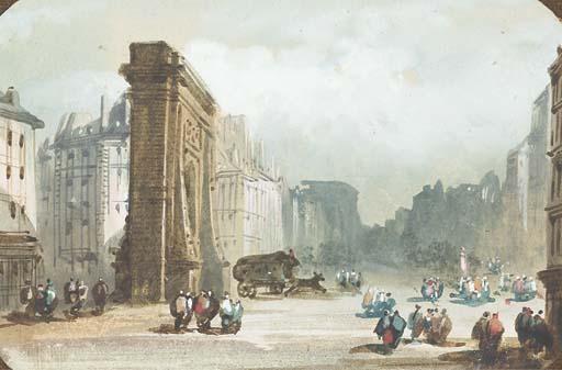 Eugène Cicéri - La Porte Saint Martin À Paris