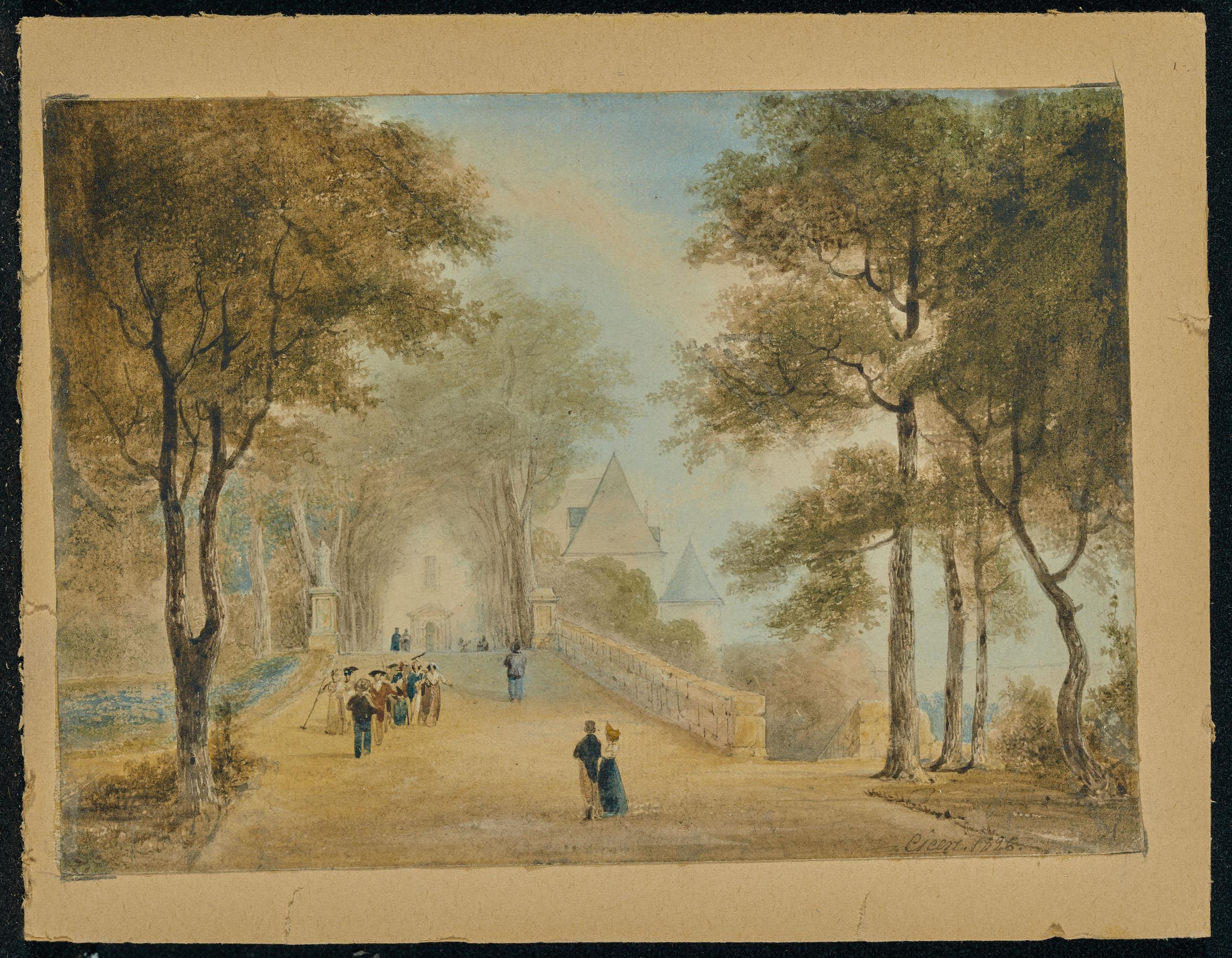 Eugène Cicéri - Promeneurs dans l\'allée d\'un parc