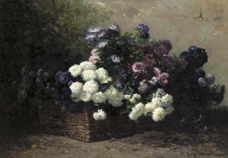 Eugène Claude - Chrysanthemums in a basket