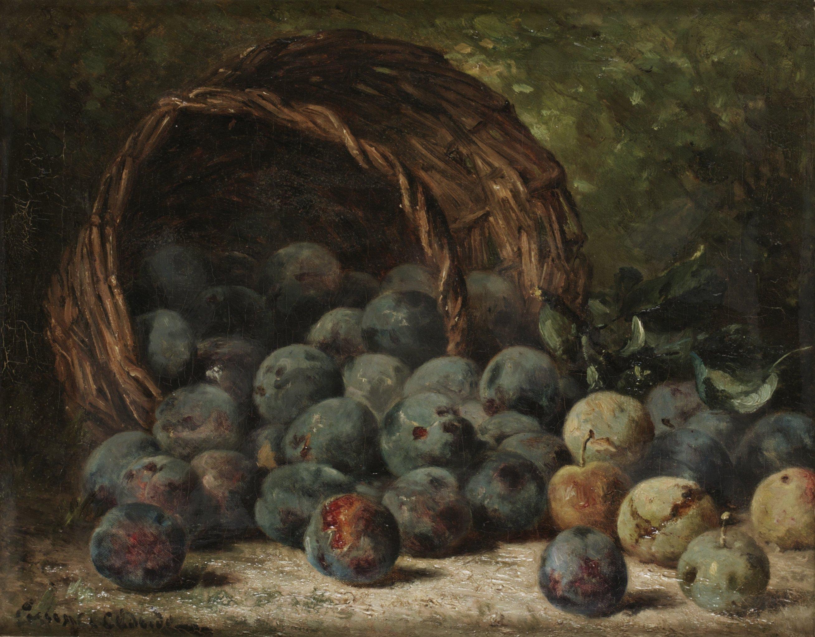 Eugène Claude - Stilleben med plommon